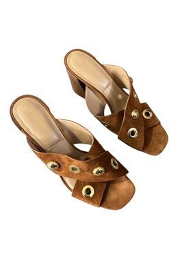 Michael Kors Collection Brianna Grommeted Suede Mules Size 9